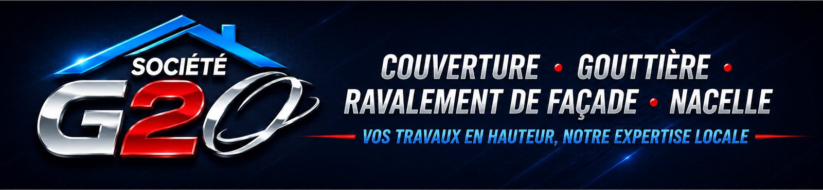 Société G2O Habitat — couverture, gouttière, ravalement de façade, nacelle. Vos travaux en hauteur, notre expertise locale.